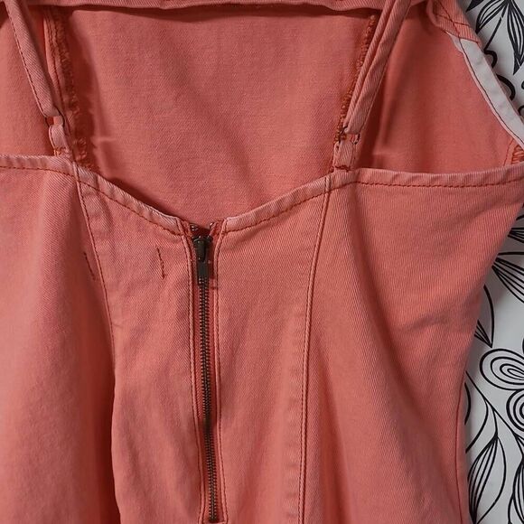 MP D denim coral pink body-con mini dress sexy flirty med Y2K punk - Picture 7 of 7